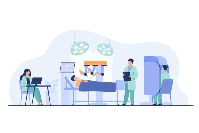A cartoon image of a surgery theatre
